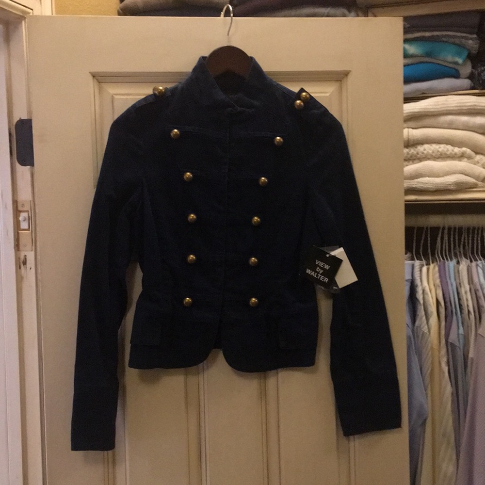 View By Walter Blue Military Jacket 6 Runs Small